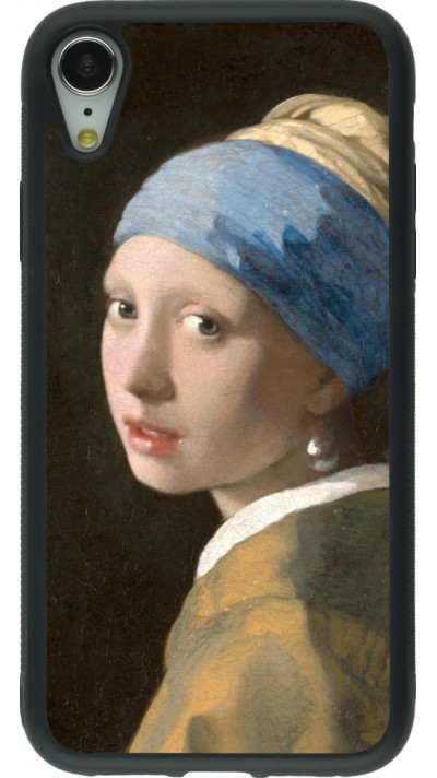 Coque iPhone XR - Silicone rigide noir Tableau art - La Jeune fille à la perle - Johannes Vermeer