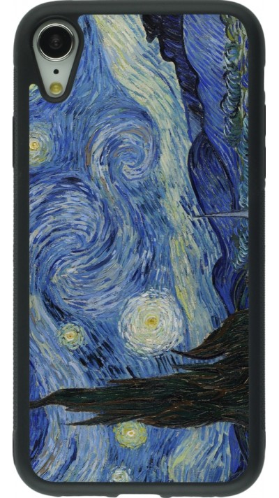 Coque iPhone XR - Silicone rigide noir Tableau art - La Nuit étoilée - Van Gogh