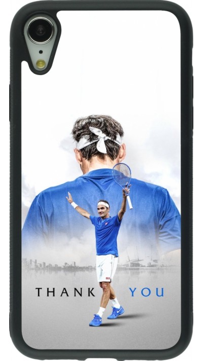 Coque iPhone XR - Silicone rigide noir Thank you Roger