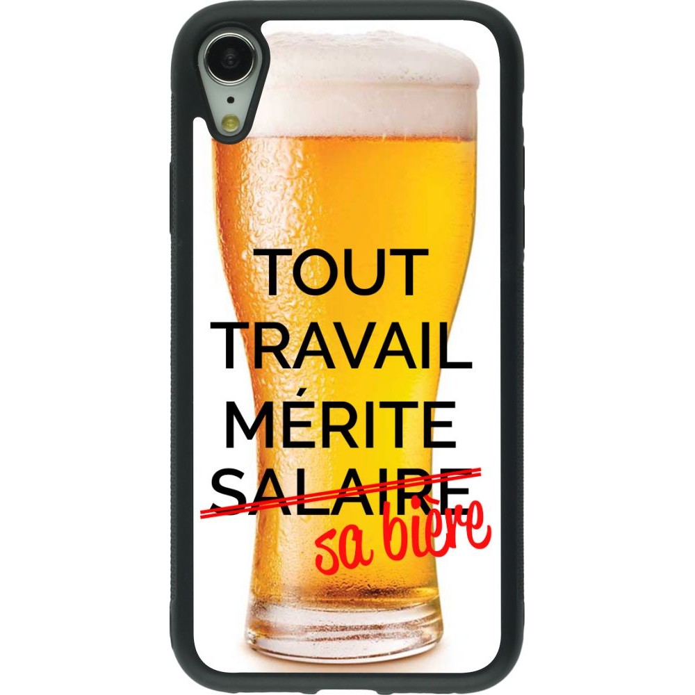 Coque iPhone XR - Silicone rigide noir Tout travail mérite sa bière