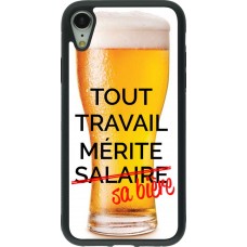 Coque iPhone XR - Silicone rigide noir Tout travail mérite sa bière