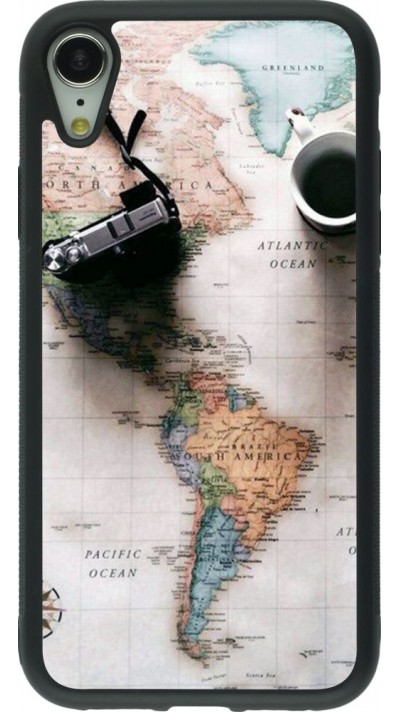 Coque iPhone XR - Silicone rigide noir Travel 01