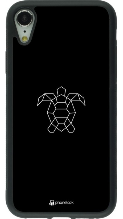 Coque iPhone XR - Silicone rigide noir Turtles lines on black