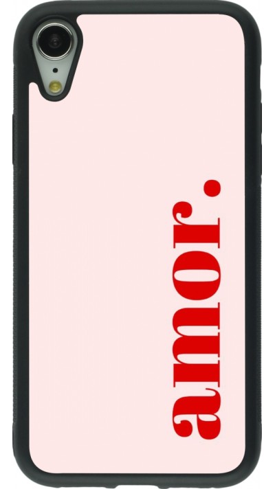 Coque iPhone XR - Silicone rigide noir Valentine 2024 amor
