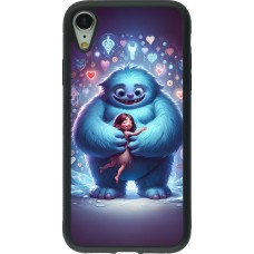 Coque iPhone XR - Silicone rigide noir Valentine 2024 Fluffy Love