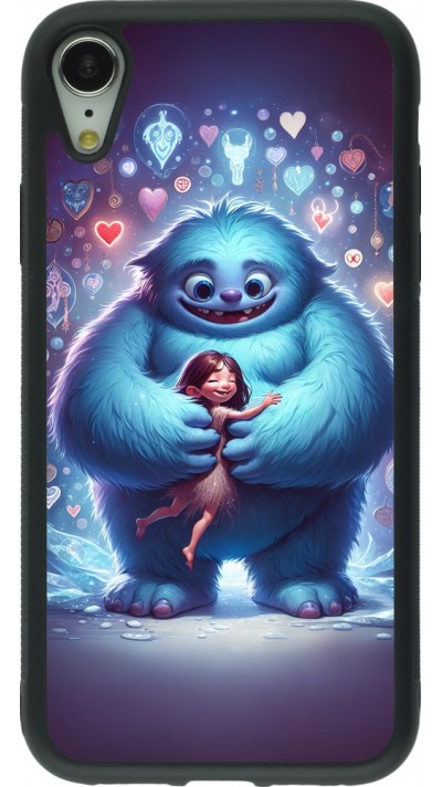 Coque iPhone XR - Silicone rigide noir Valentine 2024 Fluffy Love