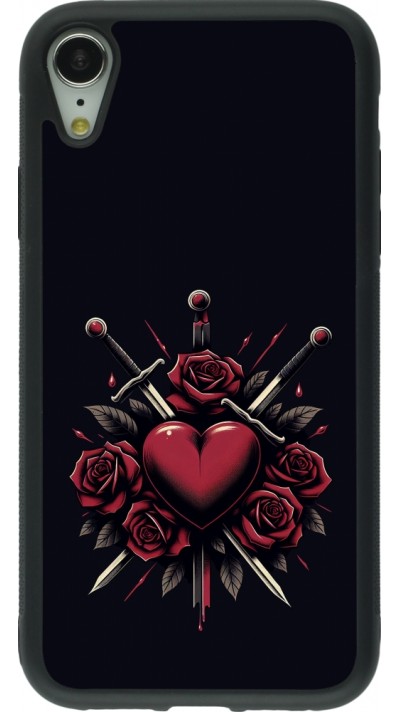 Coque iPhone XR - Silicone rigide noir Valentine 2024 gothic love