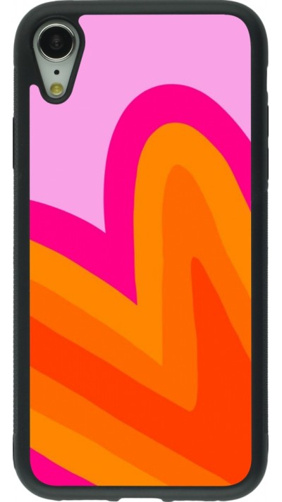 Coque iPhone XR - Silicone rigide noir Valentine 2024 heart gradient