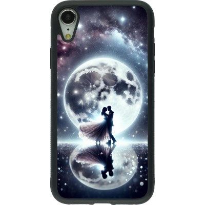 Coque iPhone XR - Silicone rigide noir Valentine 2024 Love under the moon