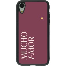 Coque iPhone XR - Silicone rigide noir Valentine 2024 mucho amor rosado