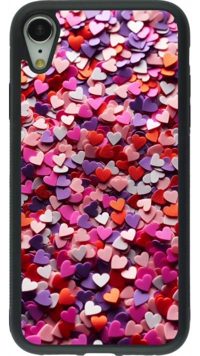 Coque iPhone XR - Silicone rigide noir Valentine 2025 Confetti