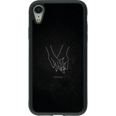 Coque iPhone XR - Silicone rigide noir Valentine 2023 hands forever