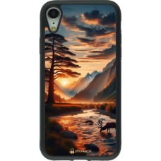 iPhone XR Case Hülle - Silikon schwarz Tal Sonnenuntergang Hirsch Baum