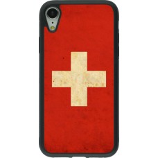 Coque iPhone XR - Silicone rigide noir Vintage Flag SWISS