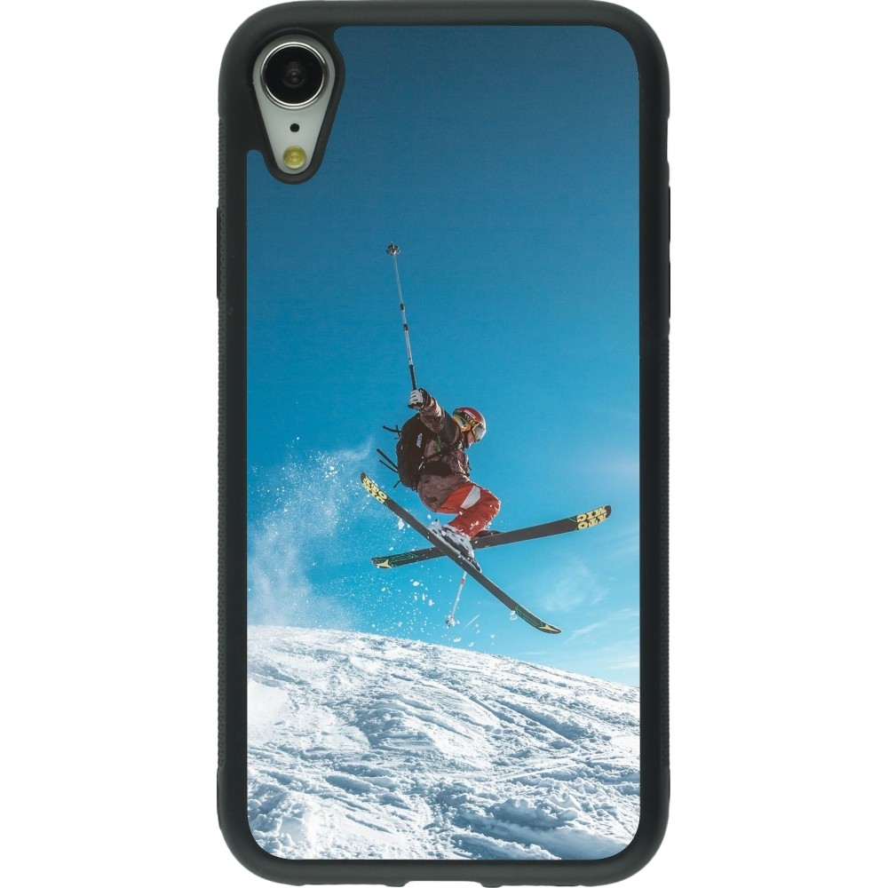 iPhone XR Case Hülle - Silikon schwarz Winter 22 Ski Jump