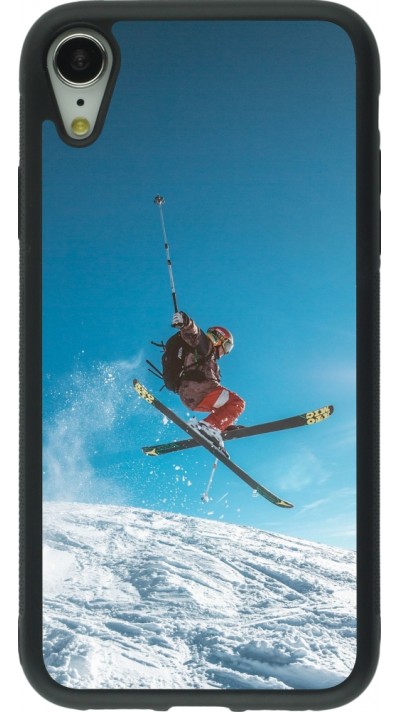 Coque iPhone XR - Silicone rigide noir Winter 22 Ski Jump