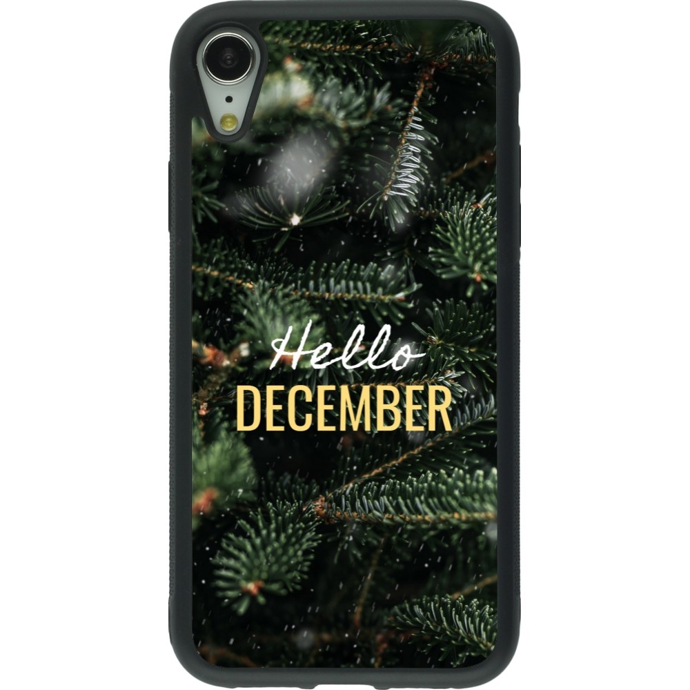Coque iPhone XR - Silicone rigide noir Winter 25 Winter hello december