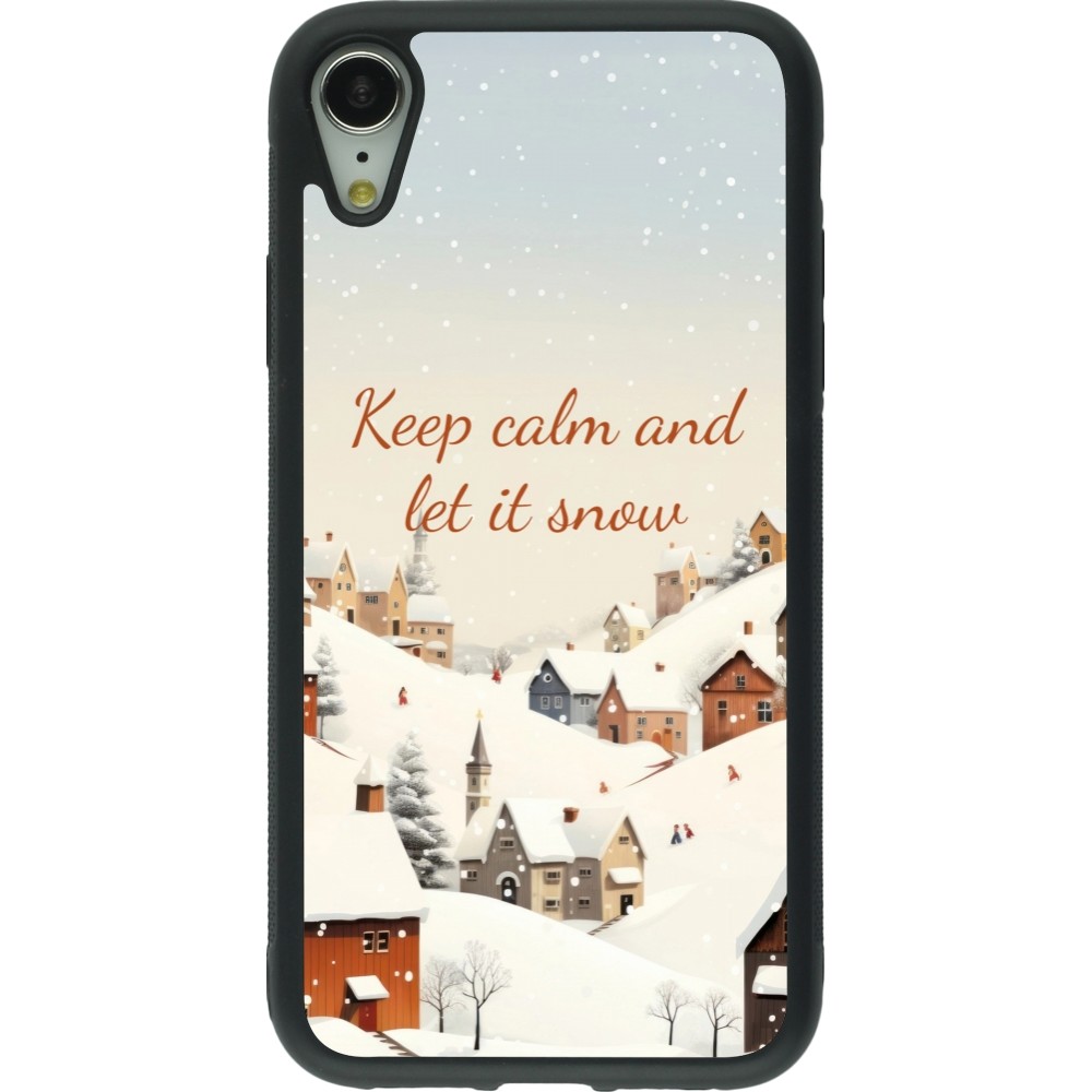 Coque iPhone XR - Silicone rigide noir Winter 25 Winter Keep calm and let it snow