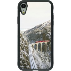 Coque iPhone XR - Silicone rigide noir Winter 25 Winter polar express