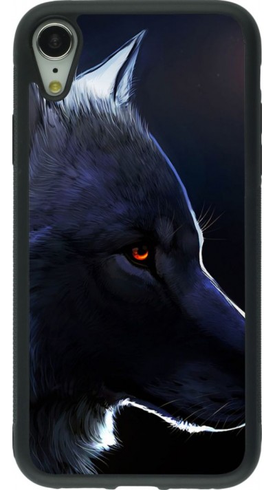 Coque iPhone XR - Silicone rigide noir Wolf Shape