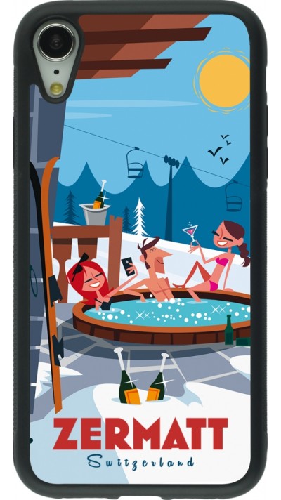 Coque iPhone XR - Silicone rigide noir Zermatt Mountain Jacuzzi