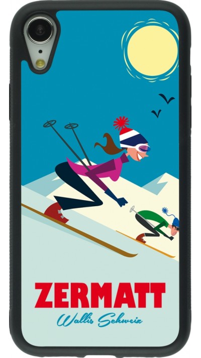 Coque iPhone XR - Silicone rigide noir Zermatt Ski Downhill
