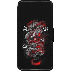 iPhone XR Case Hülle - Wallet schwarz Japanese style Dragon Tattoo Red Black