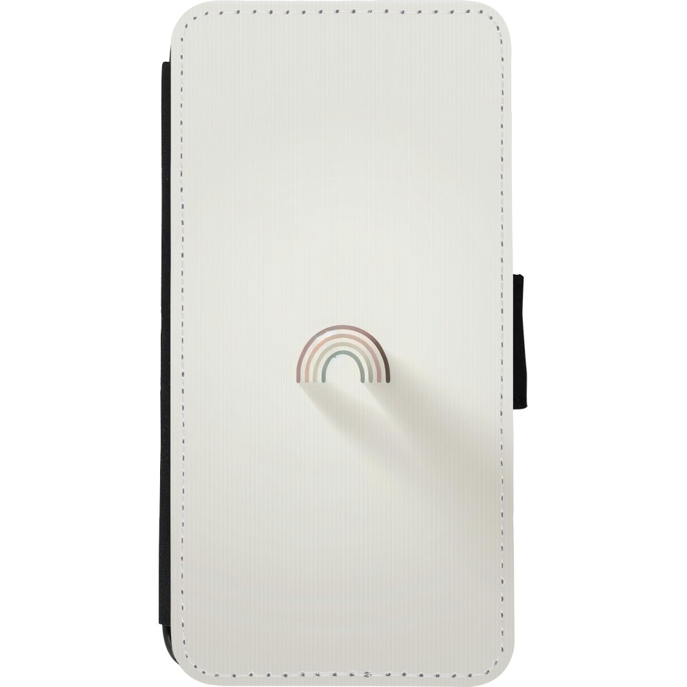 iPhone XR Case Hülle - Wallet schwarz Mini Regenbogen Minimal