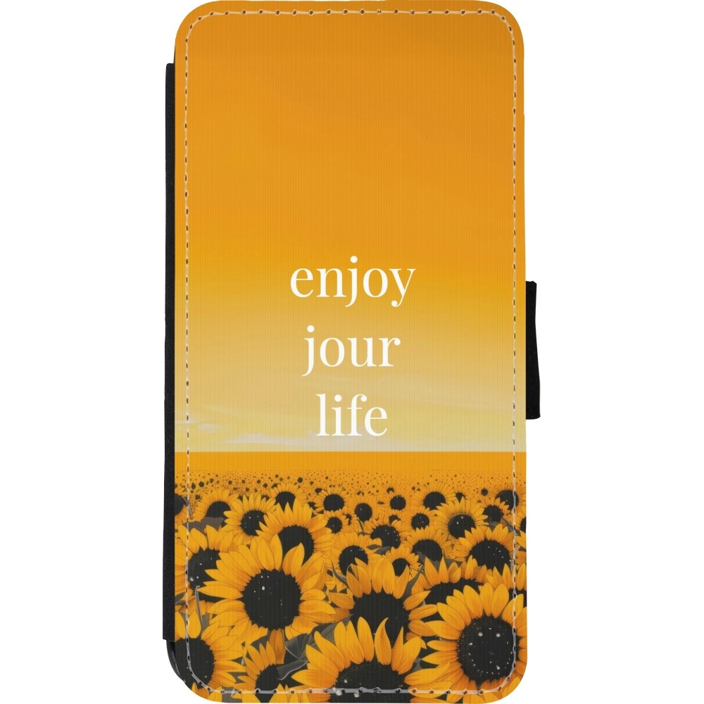 iPhone XR Case Hülle - Wallet schwarz Summer 2025 Enjoy your life