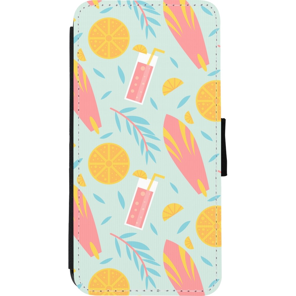 Coque iPhone XR - Wallet noir Summer 2025 Pattern citron