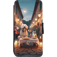 Coque iPhone XR - Wallet noir Valentine 2024 Dog & Cat Candlelight