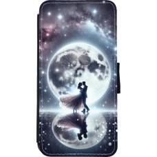 Coque iPhone XR - Wallet noir Valentine 2024 Love under the moon