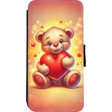 Coque iPhone XR - Wallet noir Valentine 2024 Teddy love
