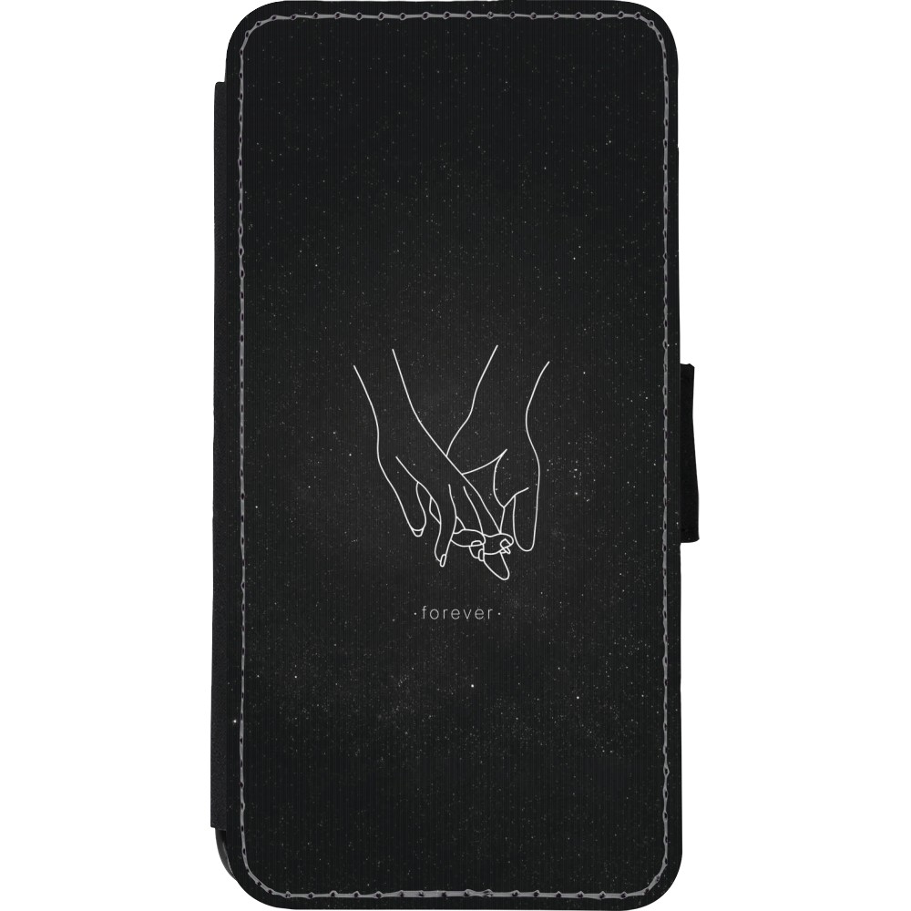 Coque iPhone XR - Wallet noir Valentine 2023 hands forever