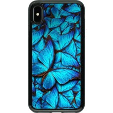Coque iPhone Xs Max - Hybrid Armor noir Papillon - Bleu