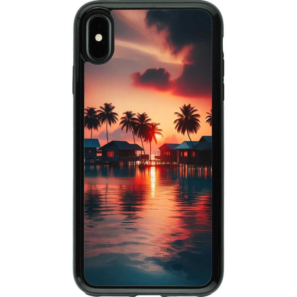 iPhone Xs Max Case Hülle - Hybrid Armor schwarz Paradies Malediven