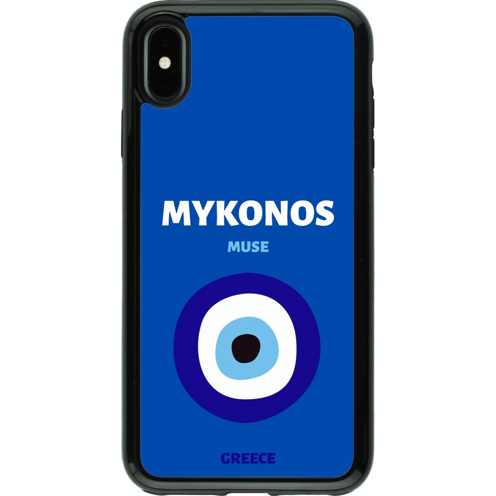 Coque iPhone Xs Max - Hybrid Armor noir Pop Summer Destination Mykonos