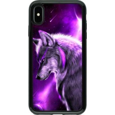 Hülle iPhone Xs Max - Hybrid Armor schwarz Purple Sky Wolf