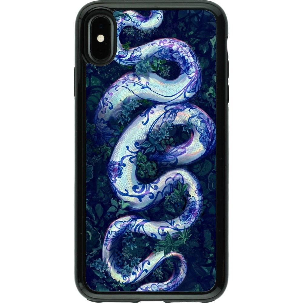 iPhone Xs Max Case Hülle - Hybrid Armor schwarz Snake Blue Anaconda
