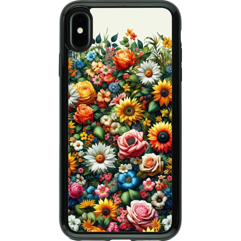 Coque iPhone Xs Max - Hybrid Armor noir Summer Floral Pattern