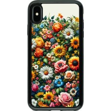 Coque iPhone Xs Max - Hybrid Armor noir Summer Floral Pattern
