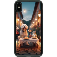 Coque iPhone Xs Max - Hybrid Armor noir Valentine 2024 Dog & Cat Candlelight