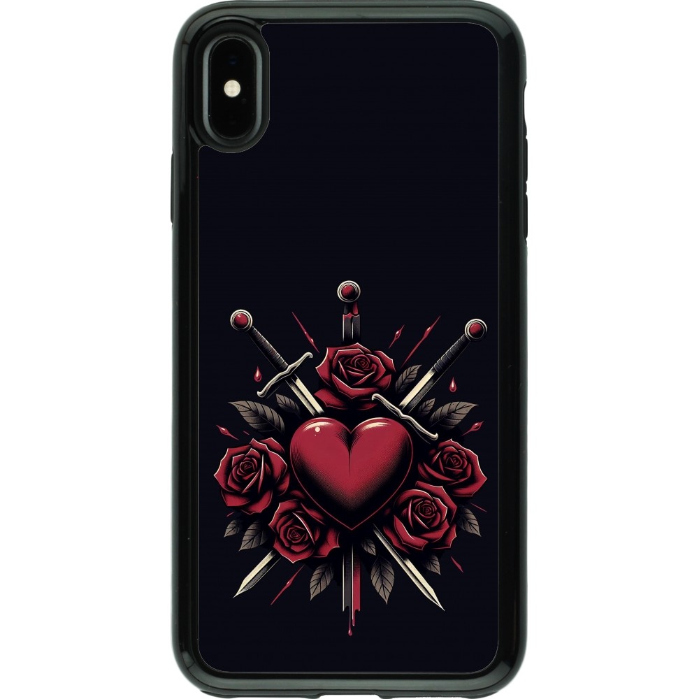 Coque iPhone Xs Max - Hybrid Armor noir Valentine 2024 gothic love