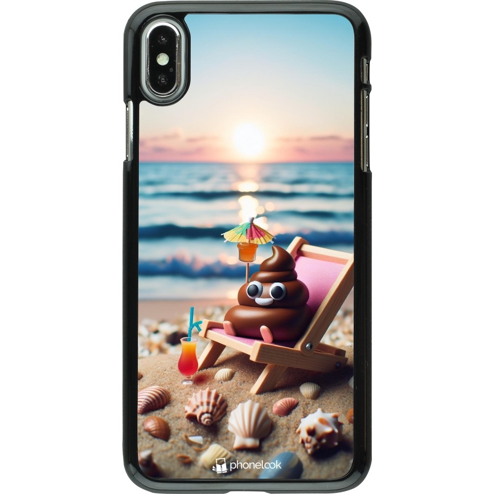 Coque iPhone Xs Max - Emoji caca sur chaise longue
