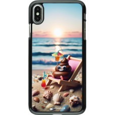 Coque iPhone Xs Max - Emoji caca sur chaise longue