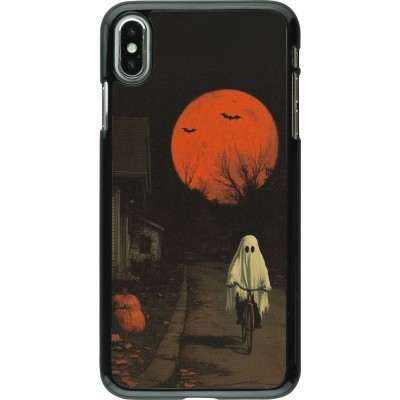 iPhone Xs Max Case Hülle - Halloween 2025 Ghost on a bicycle