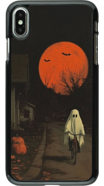 iPhone Xs Max Case Hülle - Halloween 2025 Ghost on a bicycle