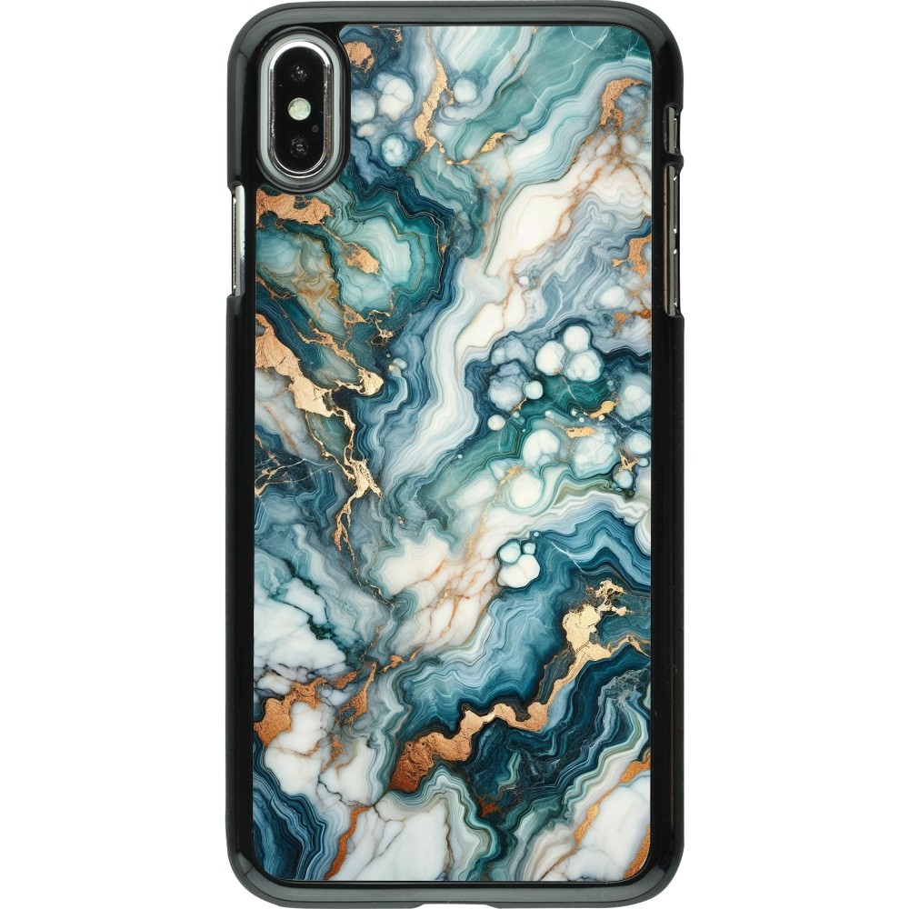 iPhone Xs Max Case Hülle - Grüner Blauer Goldener Marmor