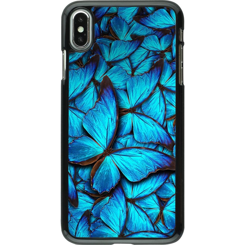 Coque iPhone Xs Max - Papillon - Bleu