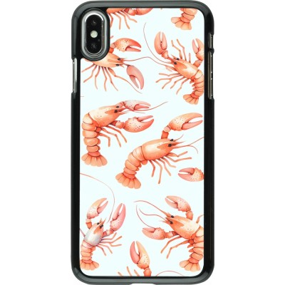 iPhone Xs Max Case Hülle - Muster von pastellfarbenen Hummern